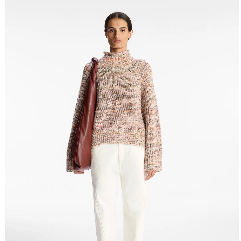 A.L.C. Liv Marled Wool Chunky Sweater Sirocco Rose Marl Sz M {81}